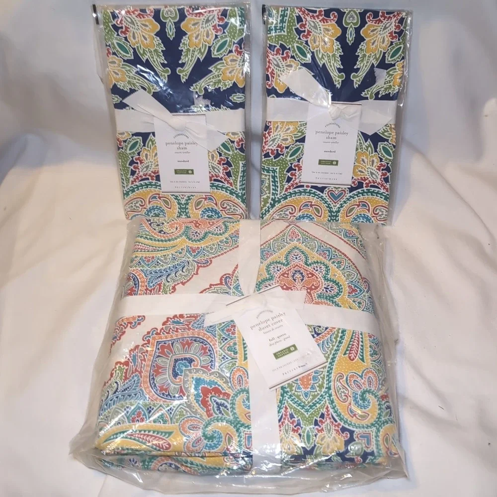 Pottery Barn Penelope Paisley Duvet Cover Full/Queen & 2x Standard Pillow Shams